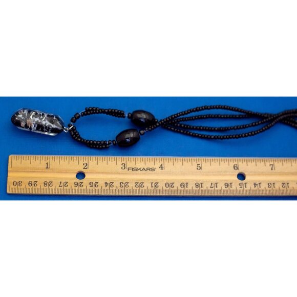 18 Inch, Vintage Black Crystal Glass Gothic Beaded Necklace - D9 - Picture 3 of 3